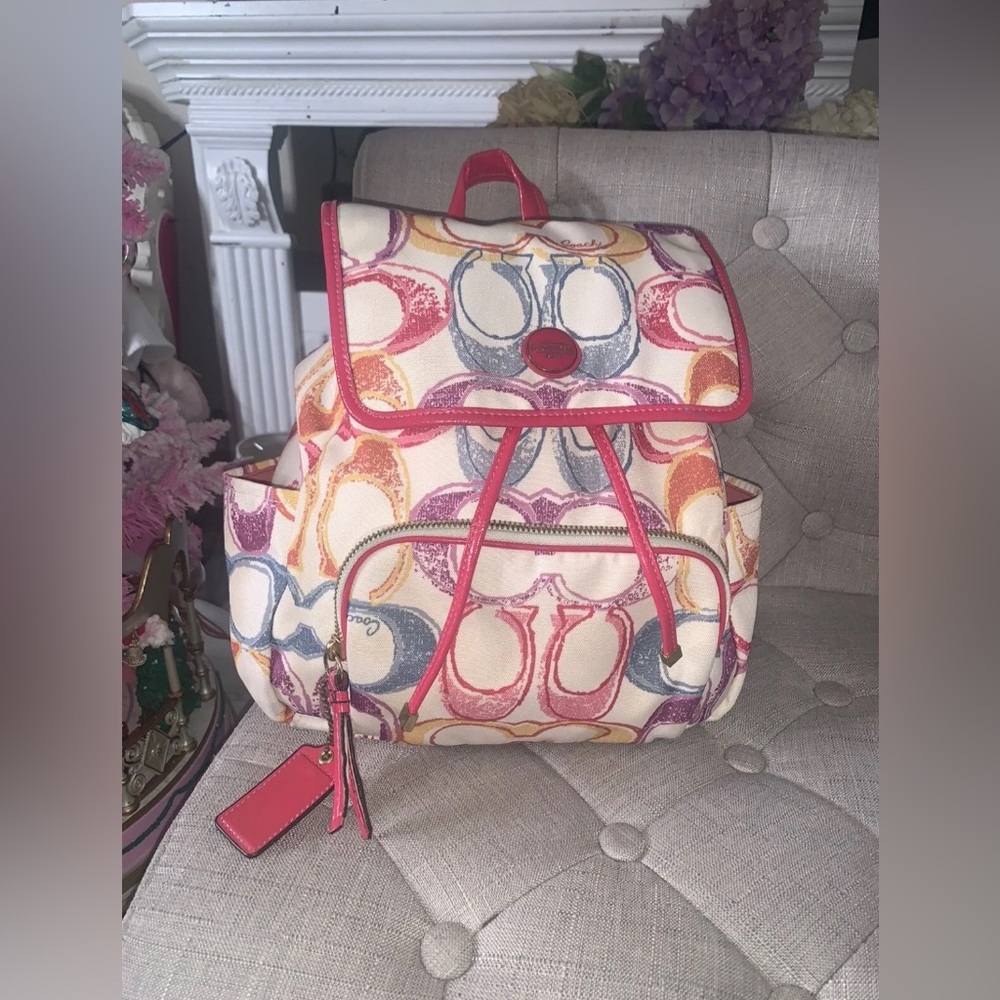Vintage Multicolored Coach Backpack                               #A1376-F21962